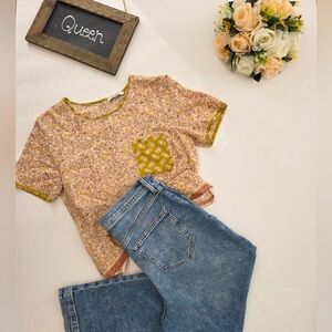 Madewell Boho Floral Blouse Women’s Short Sleeve Pocket Top